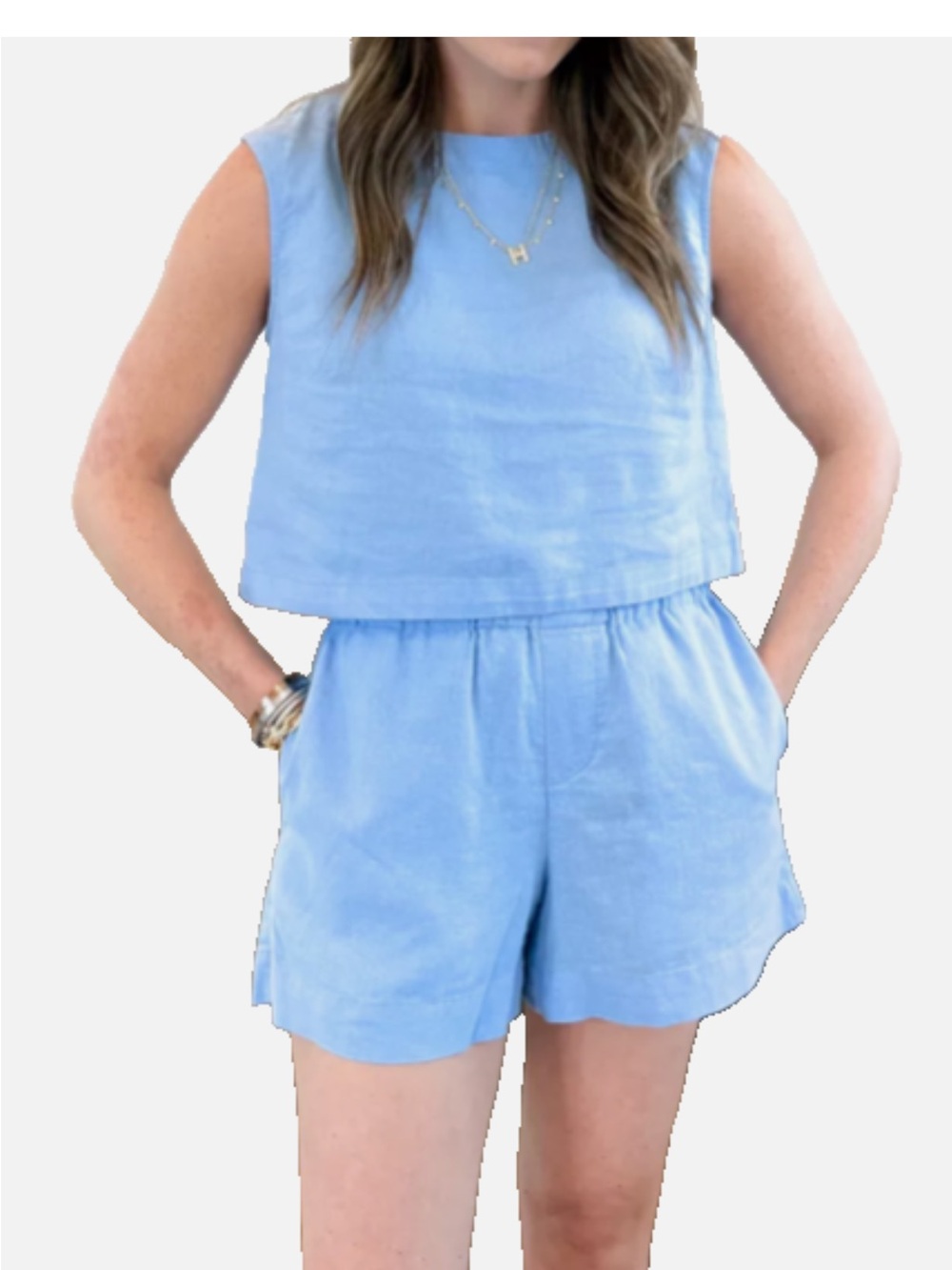 a new day Light Blue Linen-Feel Two-Piece Set